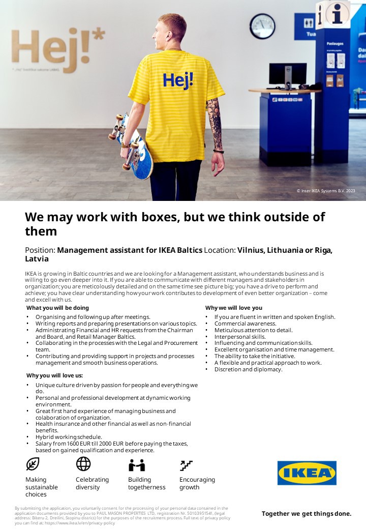Management assistant for IKEA Baltics