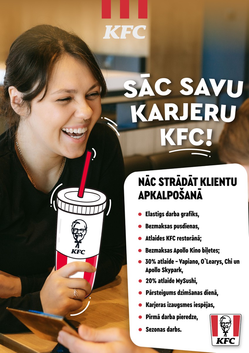 KFC  ( T/C Riga Plaza) - kasieris, virtuves darbinieks